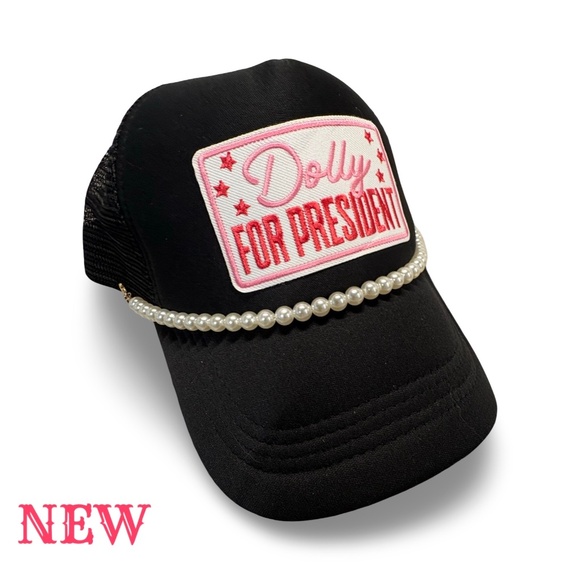 NEW TRUCKER HAT - DOLLY FOR PRESIDENT PATCHES &  PEARLS - 🧢✨ - Picture 3 of 12